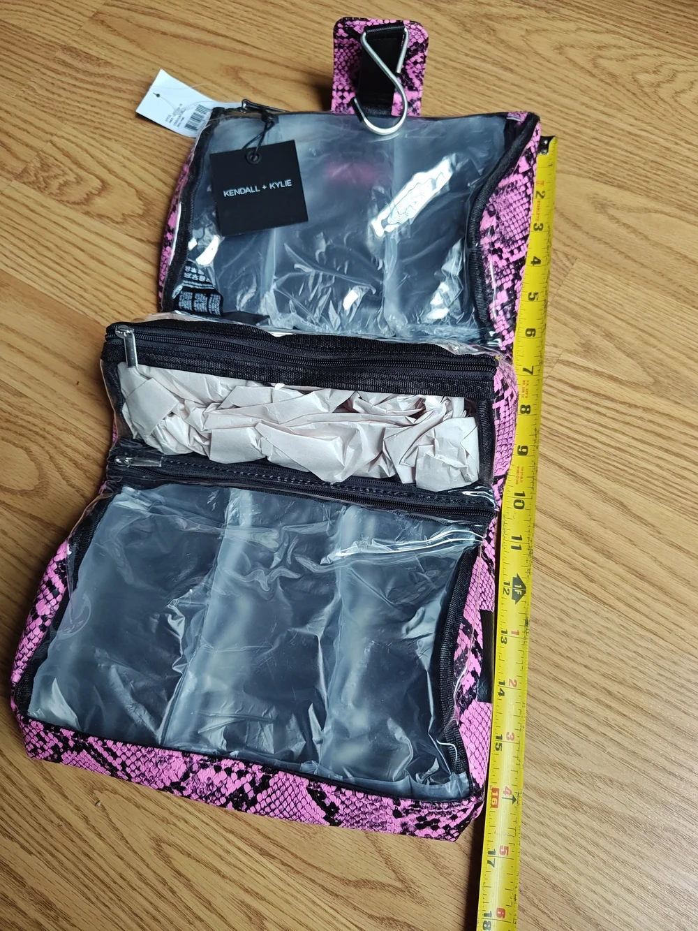 KENDALL + KYLIE Pink Snake Skin Hanging Toiletry Bag Makeup Organizer NWT